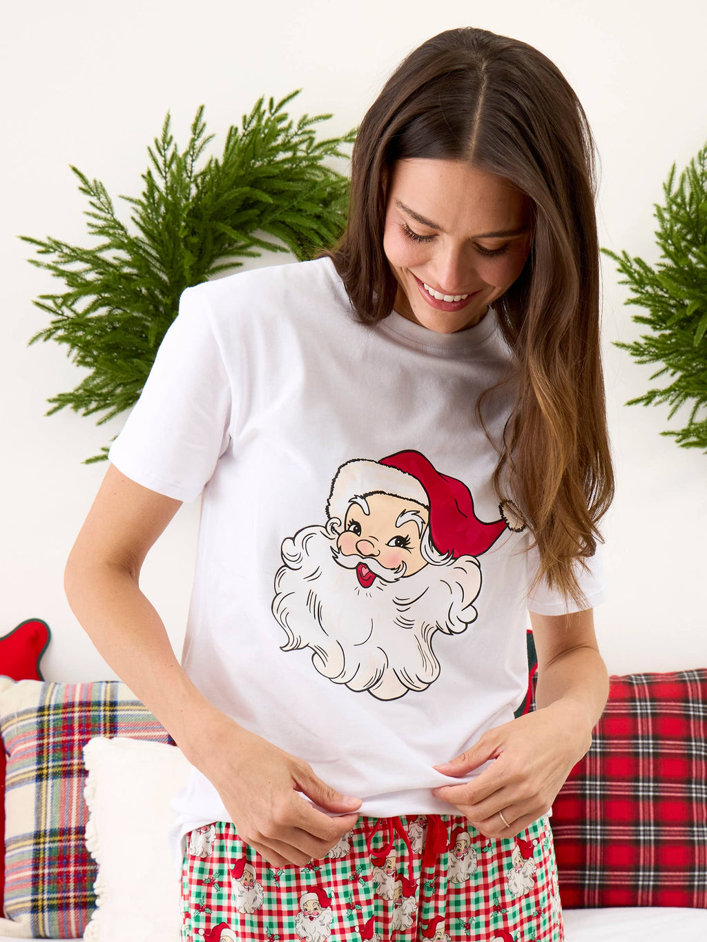 Adult Santa White Short Sleeve Graphic Tee: White / Adult M