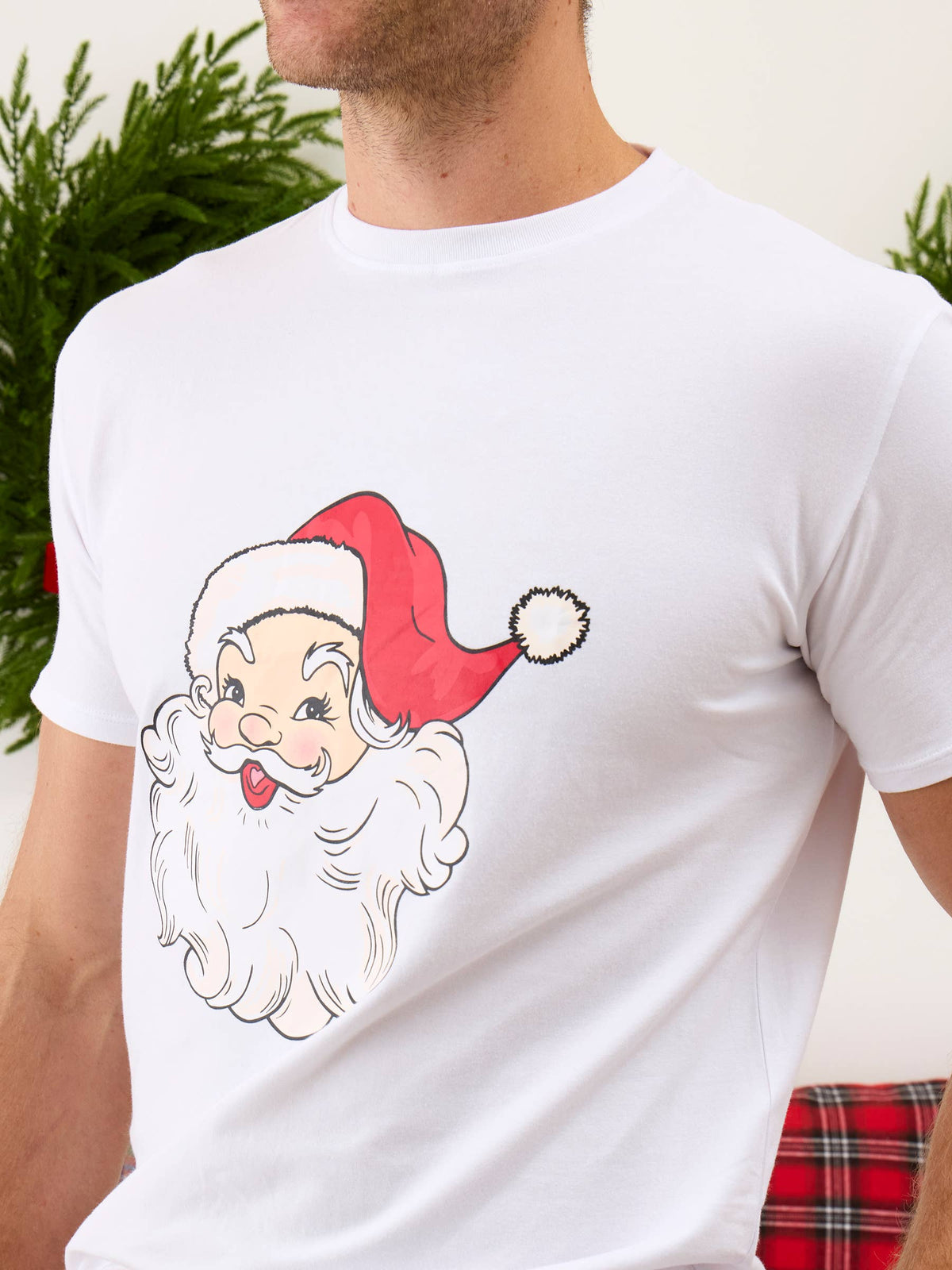 Adult Santa White Short Sleeve Graphic Tee: White / Adult M