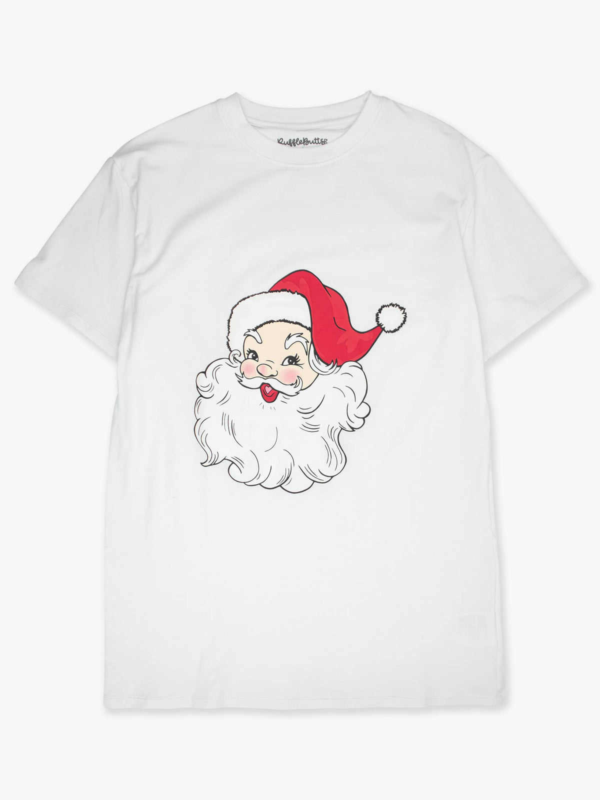 Adult Santa White Short Sleeve Graphic Tee: White / Adult M