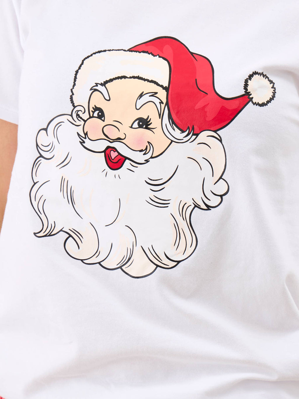 Adult Santa White Short Sleeve Graphic Tee: White / Adult M