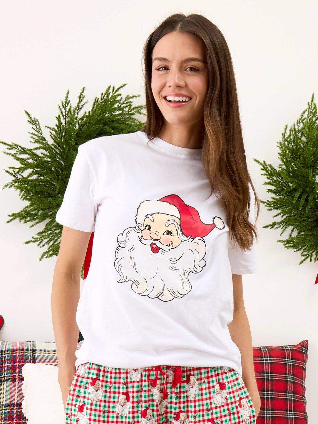 Adult Santa White Short Sleeve Graphic Tee: White / Adult M