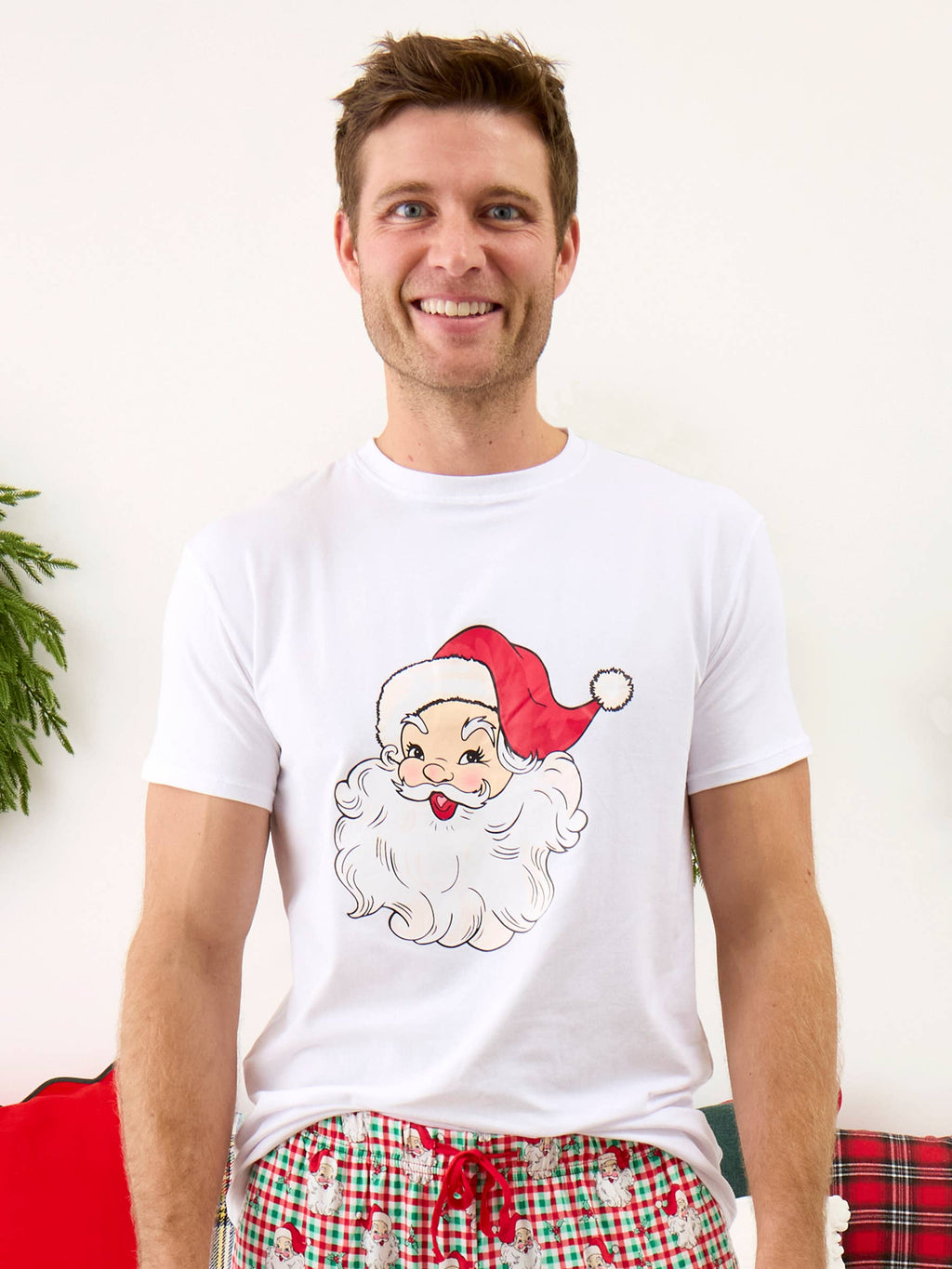 Adult Santa White Short Sleeve Graphic Tee: White / Adult M