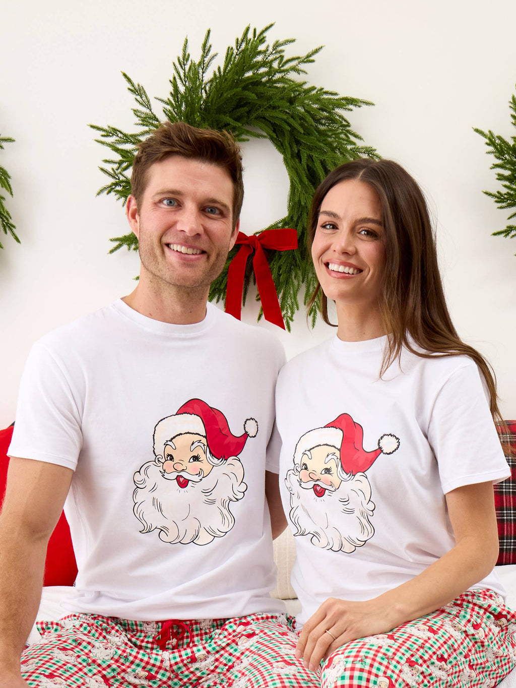 Adult Santa White Short Sleeve Graphic Tee: White / Adult M